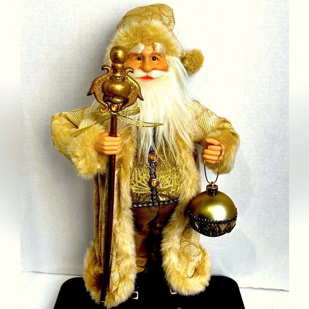 Kurt Adler X-Lg Christmas Santa w/Scepter Ornament Gold Holiday Décor Very Tall